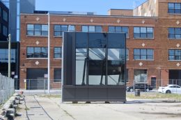 Sample curtain wall piece from behind the 1325 W Fulton Market lot