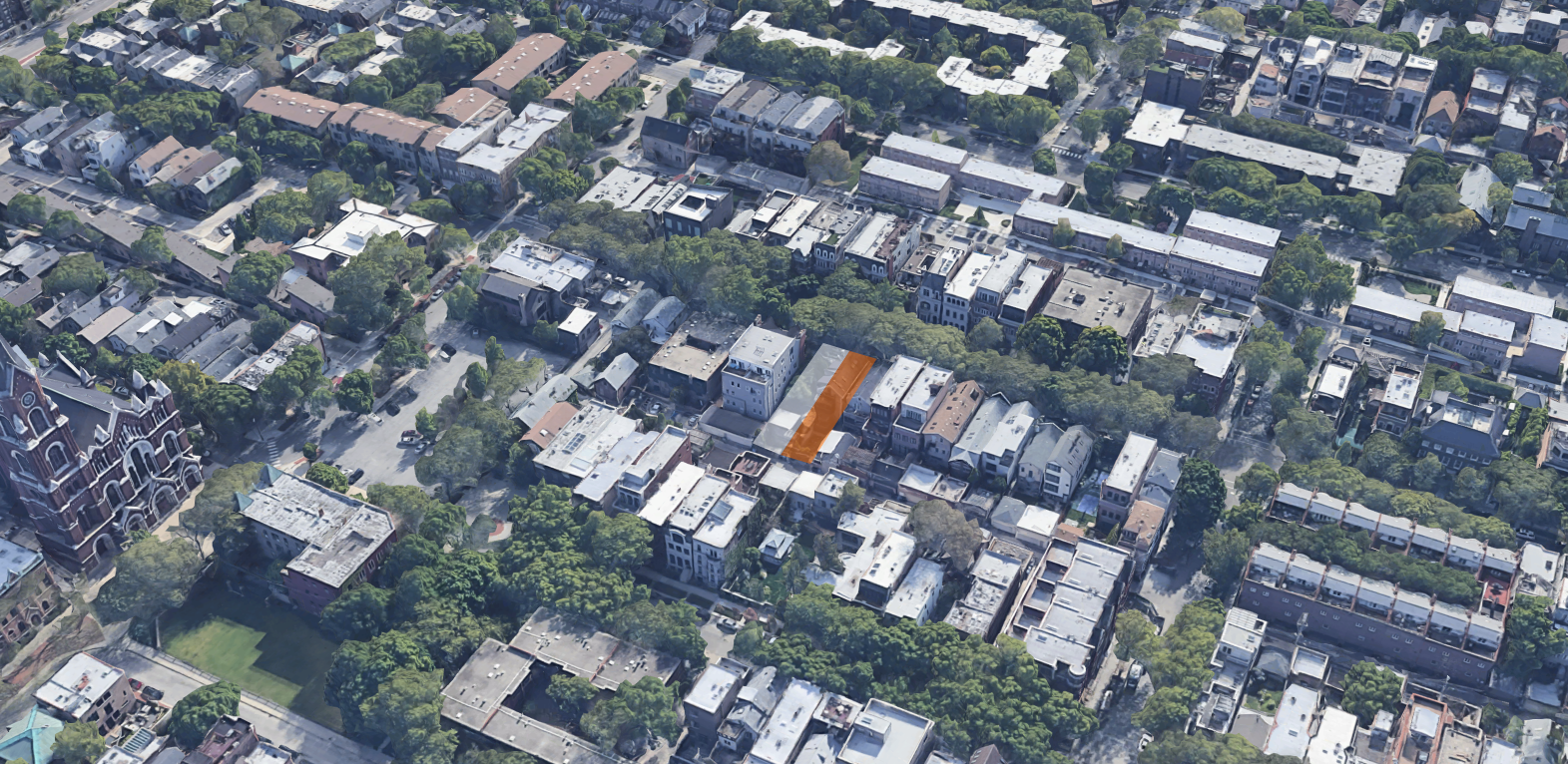 1733 N Mohawk Avenue (orange) and adjacent development-ready lot (white)