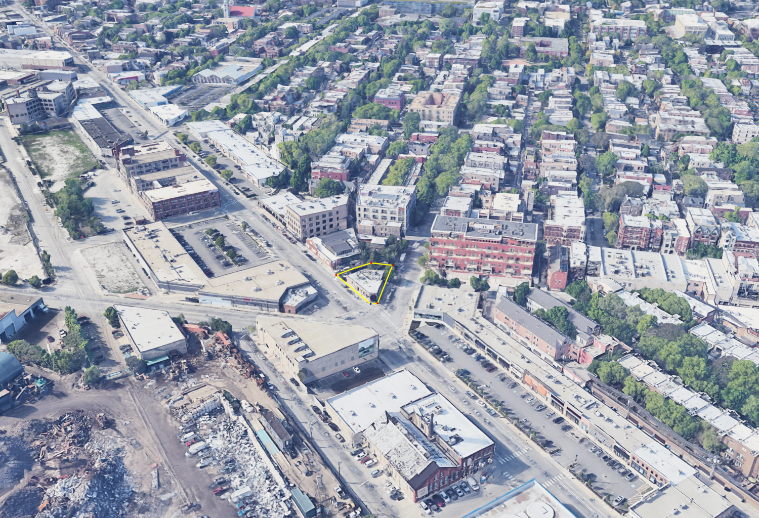 Aerial view of the 1983 N Clybourn lot (highlighted)