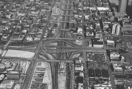 1973 photo of former Circle Interchange