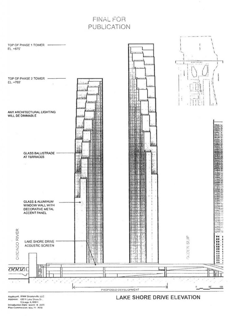 400 N Lake Shore Drive Elevation. Drawing by SOM