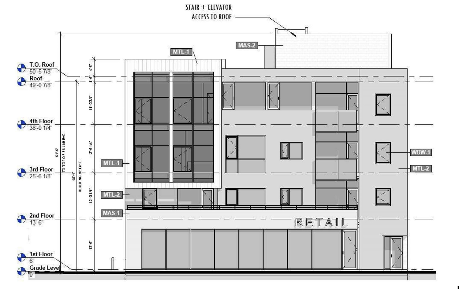 Clark Street Elevation for 2317 N Clark Street. Drawing by 2RZ Architecture