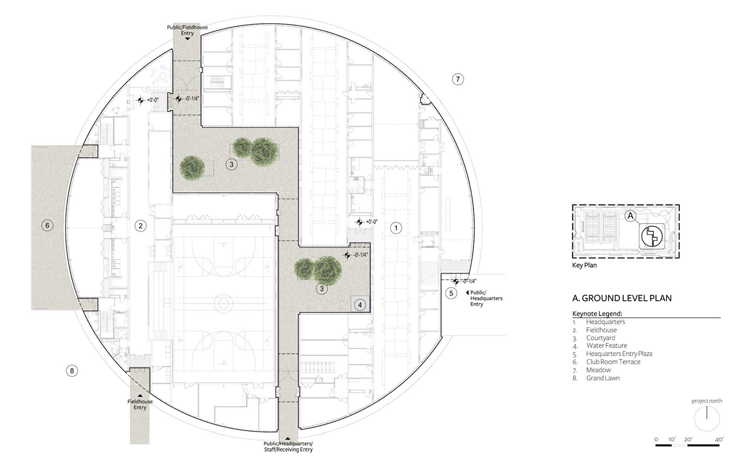 Ground Floor Plan for Chicago Park District Headquarters. Drawing by John Ronan Architects