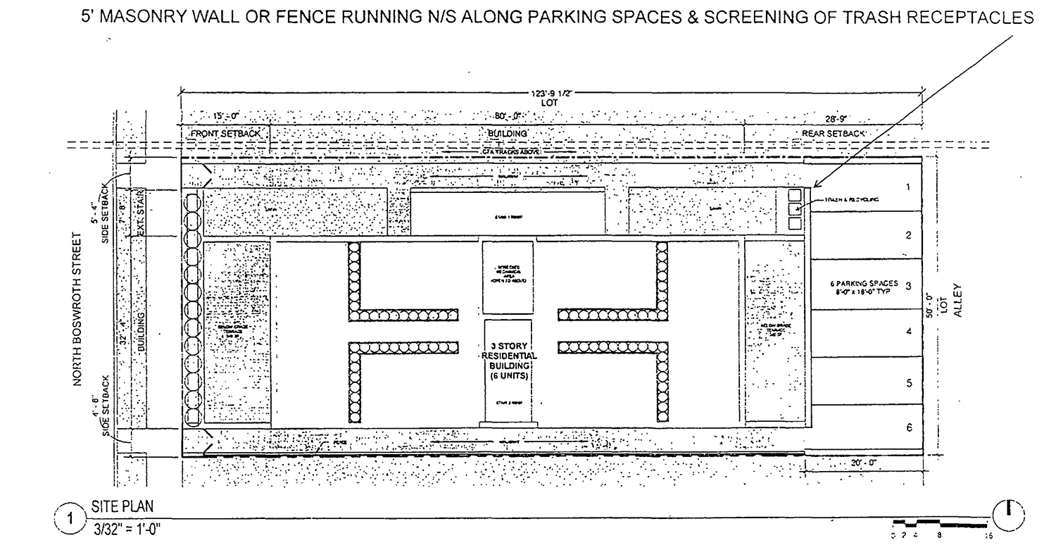 Site Plan for 3409 N Bosworth Avenue. Drawing by Booth Hansen