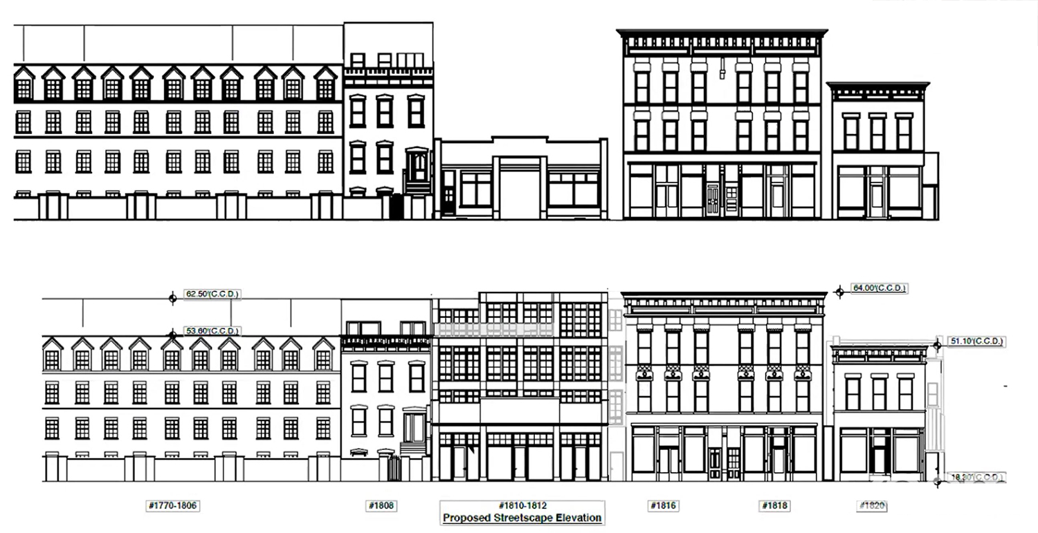 Streetscape Elevation for 1810 N Wells. Rendering by Pappageorge Haymes