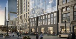 Streetscape View of 180 W Randolph Street. Rendering by DLR Group