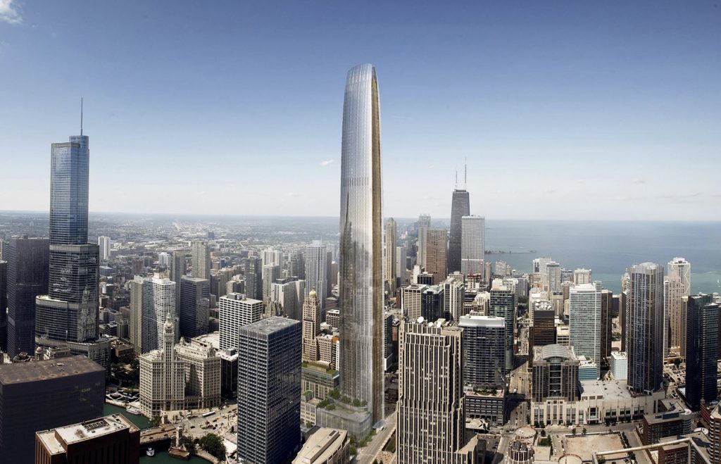 Tribune East Tower. Rendering by Adrian Smith & Gordon Gill Architecture