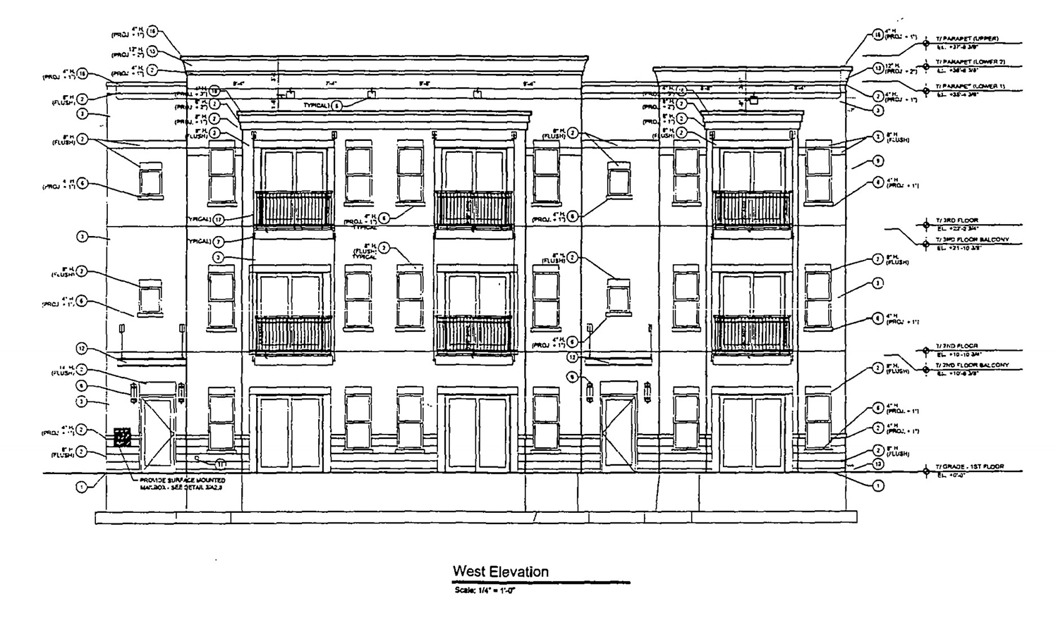 West Elevation for 4416-20 N Austin Avenue. Drawing by Axios Architects and Consultants