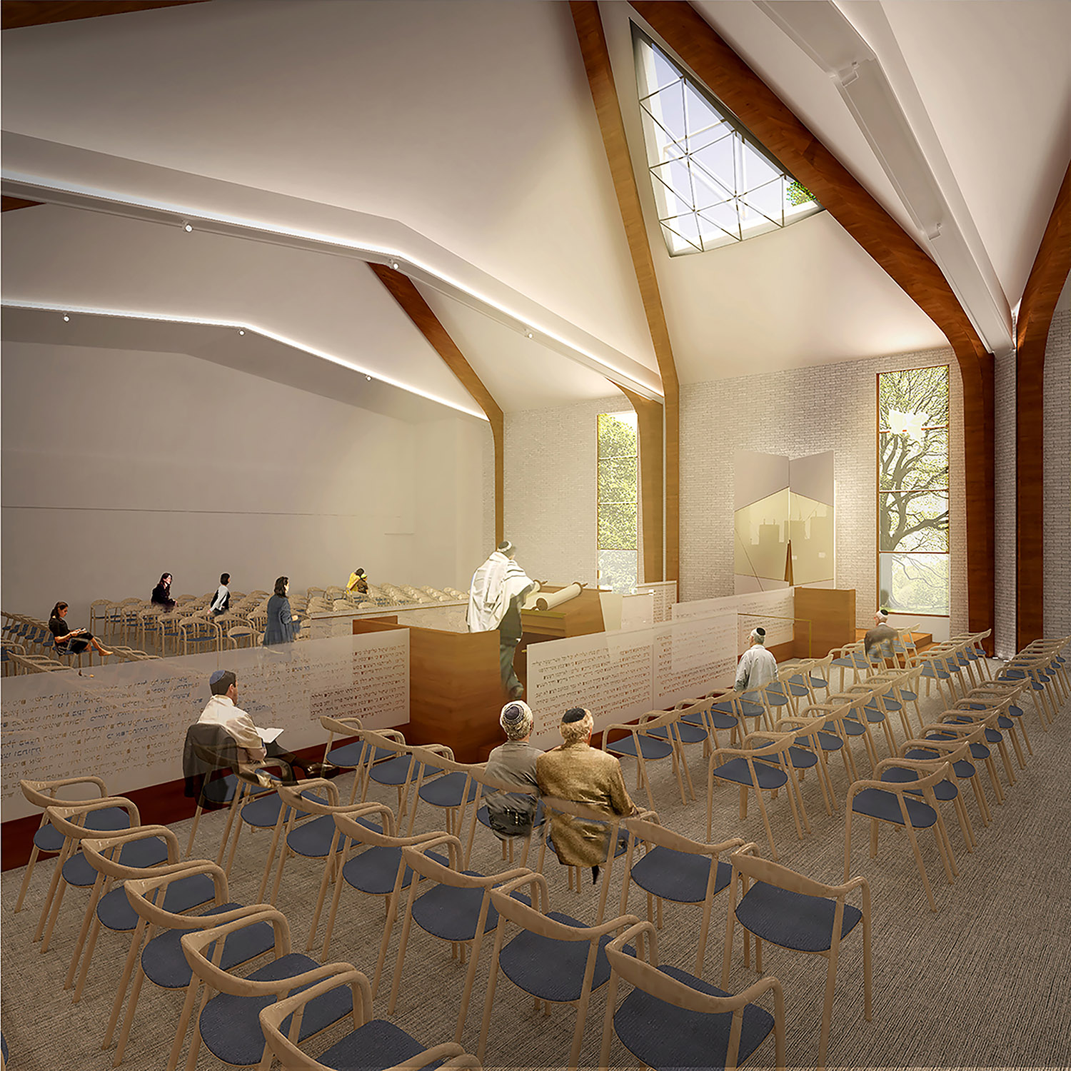 Sanctuary at Skokie Valley Synagogue. Rendering by Studio ST Architects