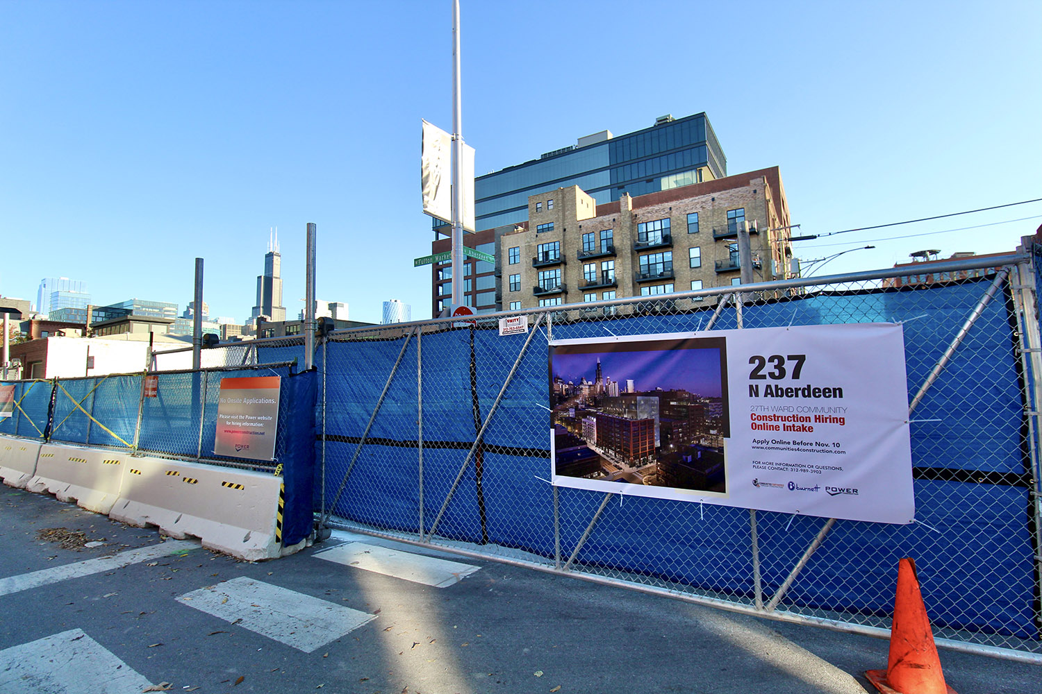 Construction Fence In Place at 237 N Aberdeen Street. Image by Jack Crawford