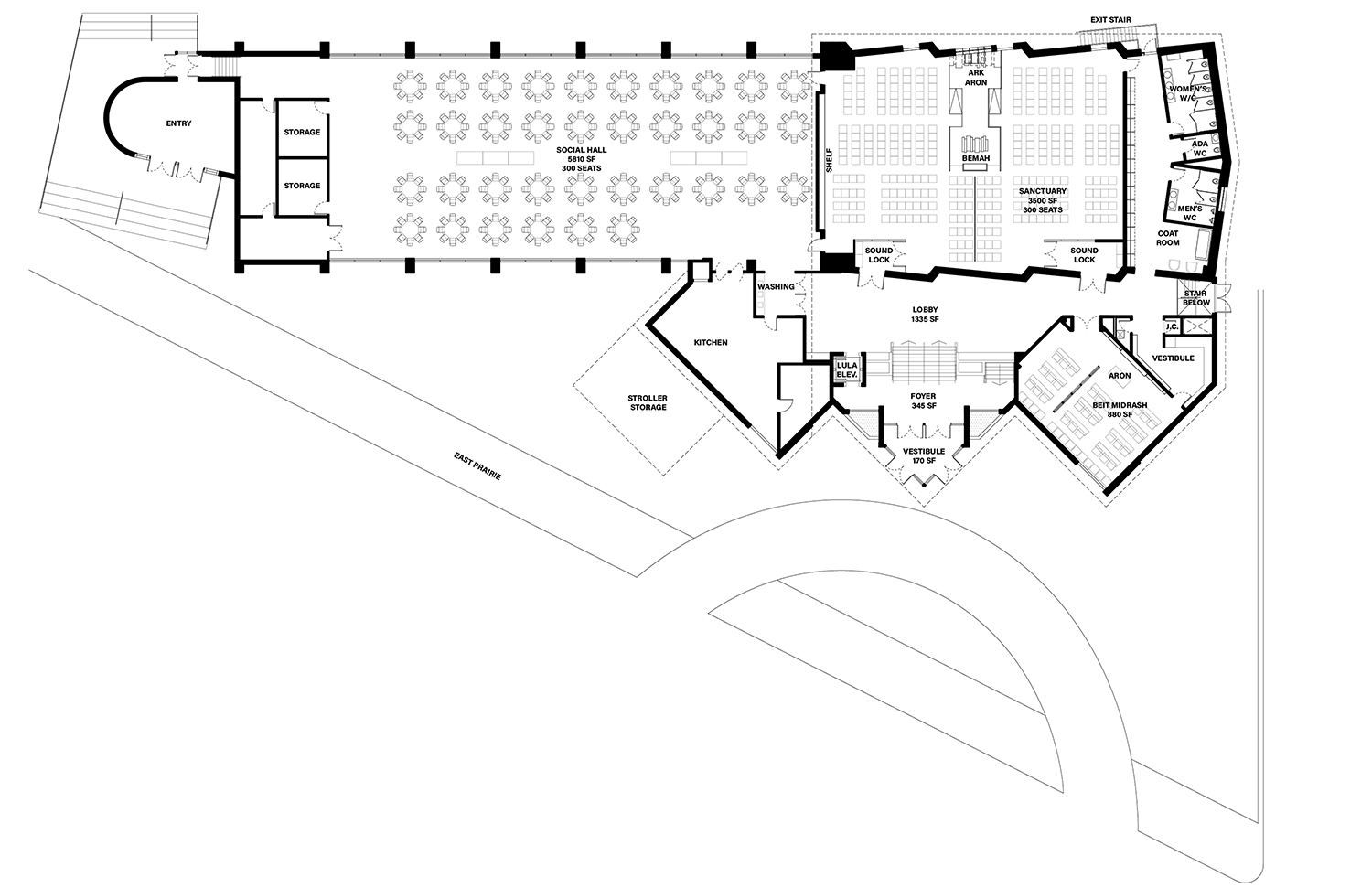 Floor Plan for Skokie Valley Synagogue. Rendering by Studio ST Architects