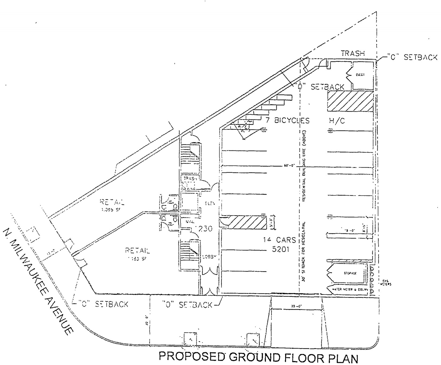 Ground Floor Plan for 4301 N Milwaukee. Drawing by Warman Olsen Warman