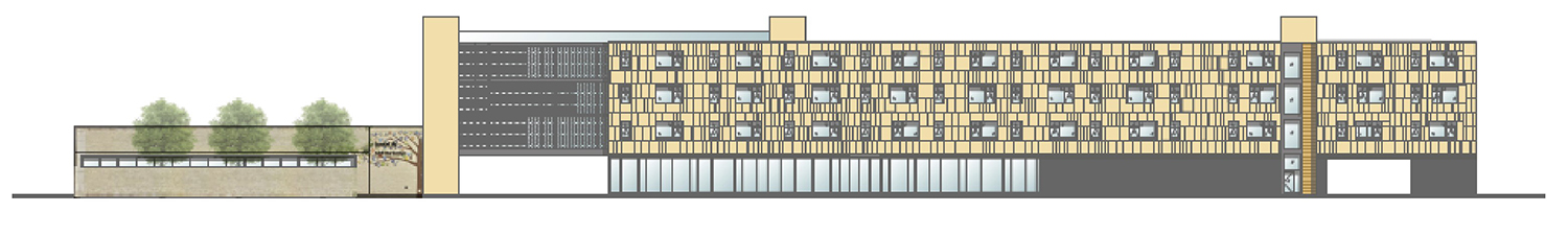 Howard Street Elevation of Evanston Senior Housing. Drawing by UrbanWorks