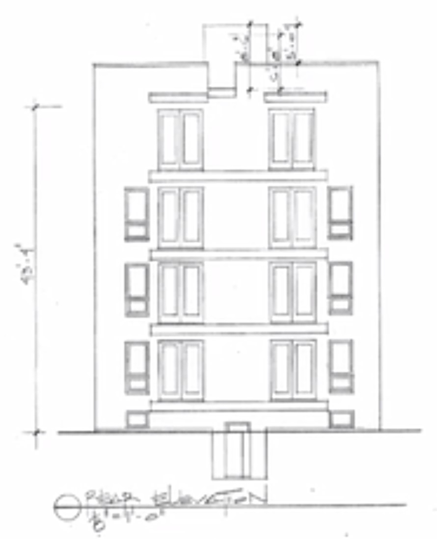 Rear Elevation for 719 N Elizabeth Street. Drawing by Hanna Architects