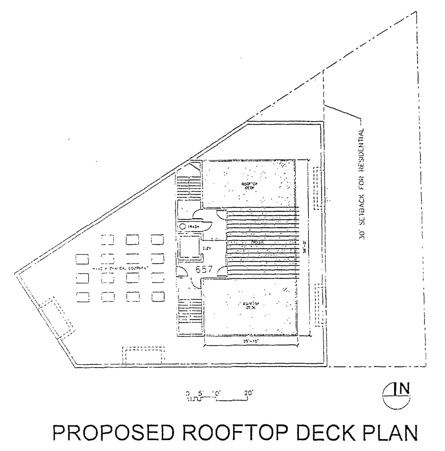 Rooftop Deck Plan for 4301 N Milwaukee. Drawing by Warman Olsen Warman