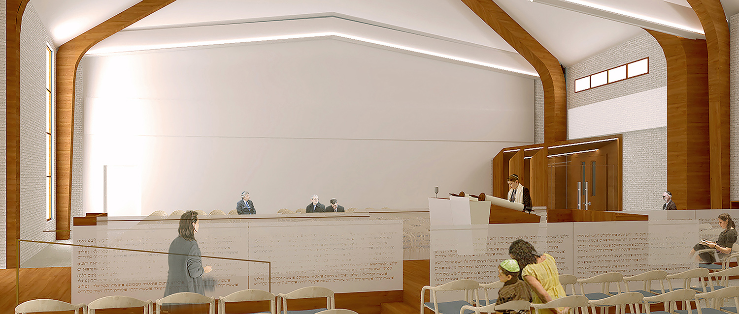 Sanctuary at Skokie Valley Synagogue. Rendering by Studio ST Architects