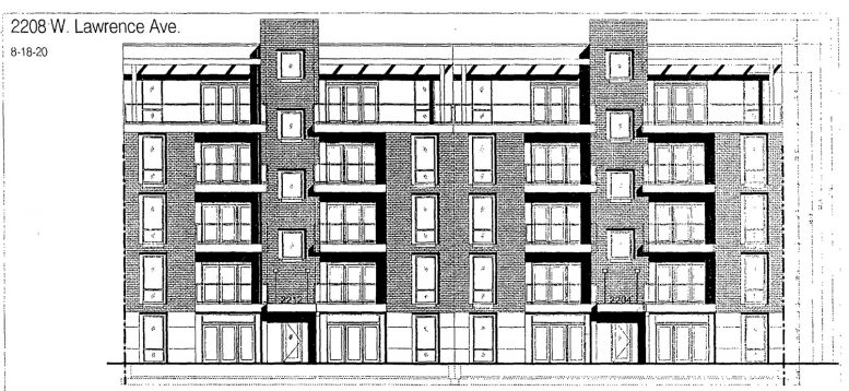 South Elevation for 2208 W Lawrence Avenue. Drawing By Kutlesa Hernandez Architects