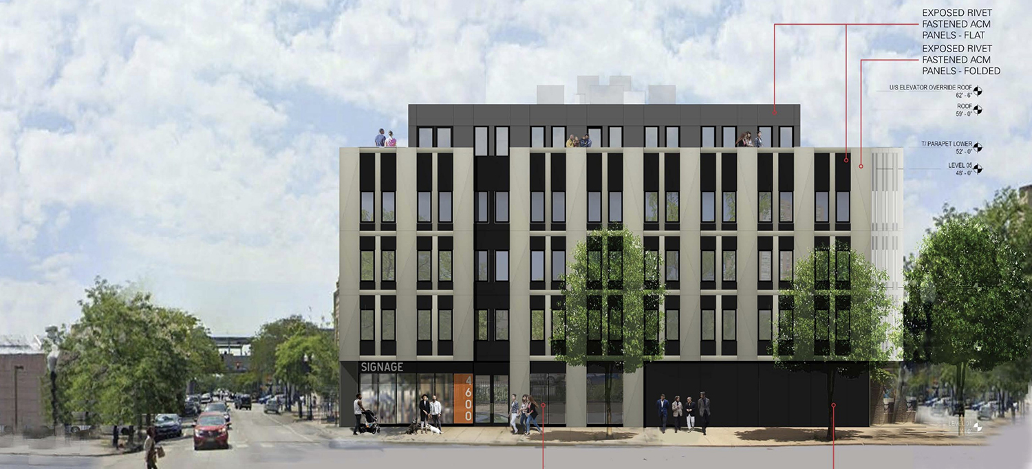 East Elevation for 4600 N Kenmore Avenue. Rendering by Level Architecture