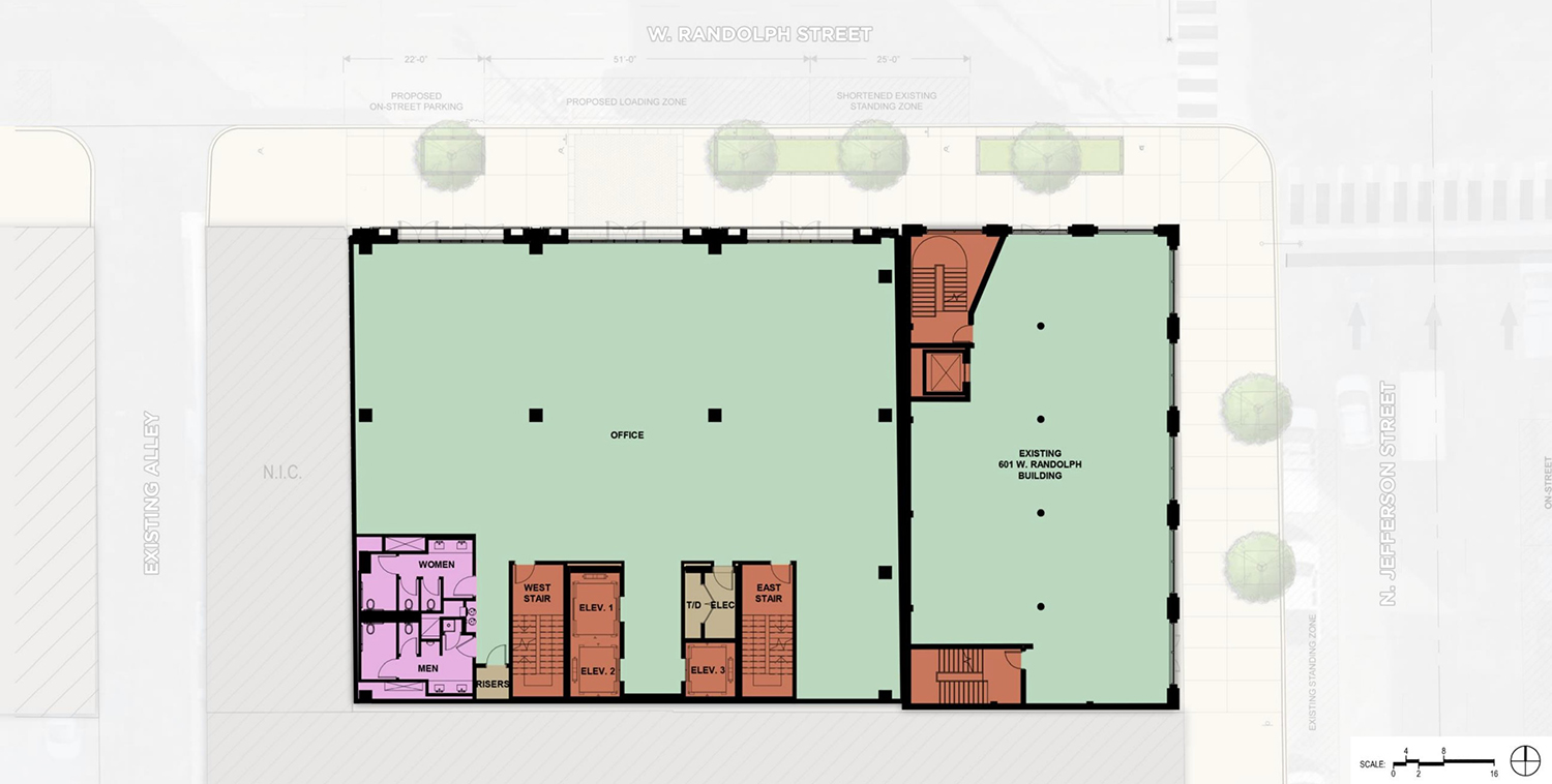 Lower Floor Plan for 609 W Randolph Street. Drawing by Antunovich Associates