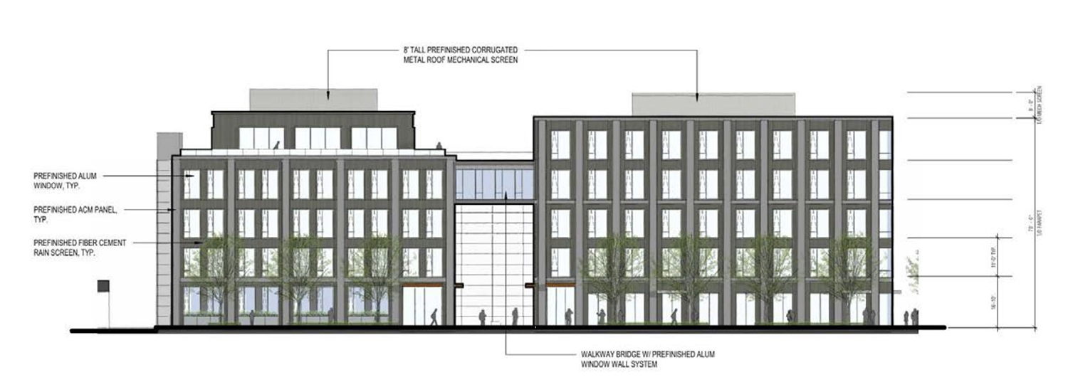 North Elevation for 1131 and 1135 W Winona Street. Drawing by Booth Hansen