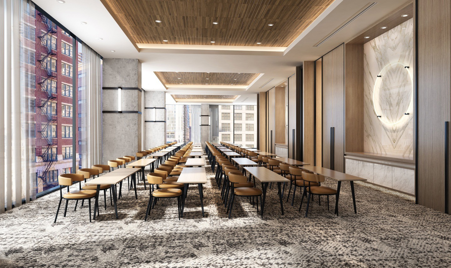 On Demand Meeting Space at Rivere. Rendering by Goettsch Partners