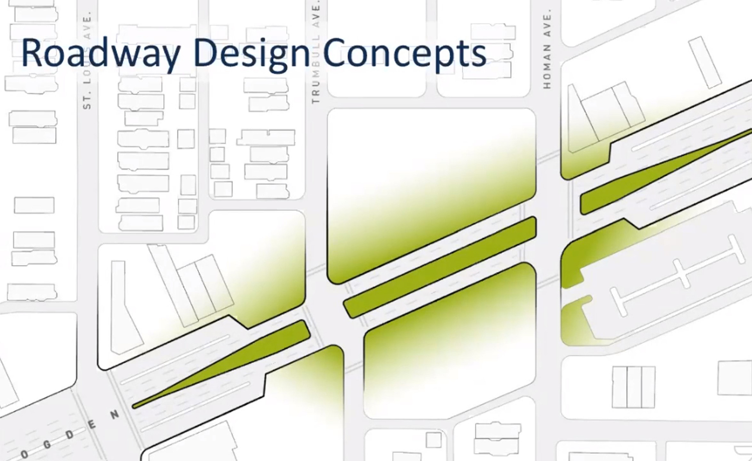 Roadway Design Concept for 3400 W Ogden Avenue. Diagram by StudioGang