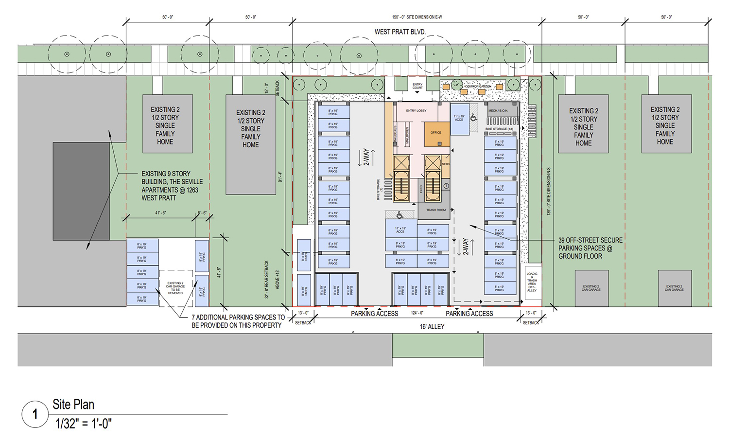 Site Plan for 1233 W Pratt Boulevard. Drawing by Booth Hansen