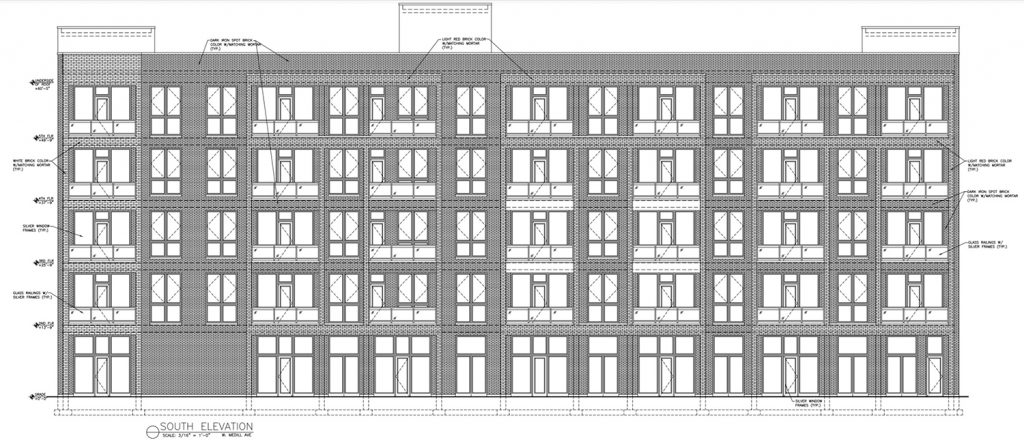 South Elevation for 2934 W Medill Avenue. Drawing by Hanna Architects