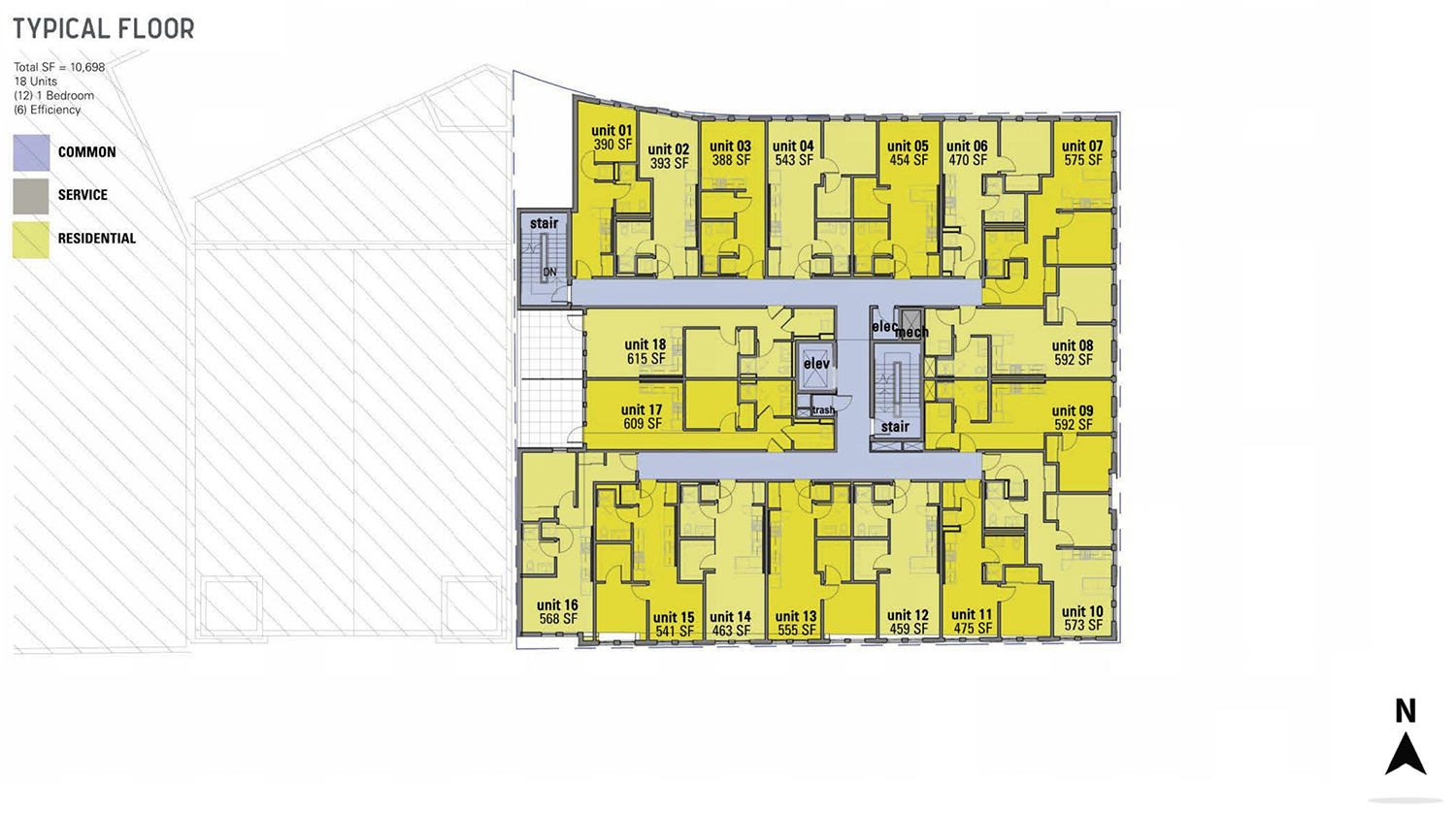 Typical Residential Floor Plan for 4600 N Kenmore Avenue. Drawing by Level Architecture