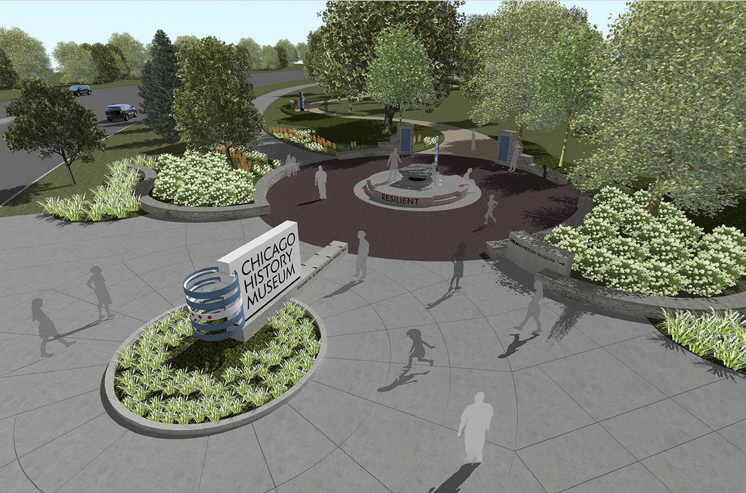 Entrance Plaza at Chicago History Museum. Rendering by Amaze Design