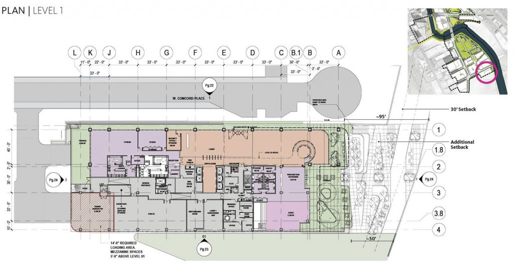 Ground Floor Plan for Life Sciences Building at Lincoln Yards. Drawing by Gensler