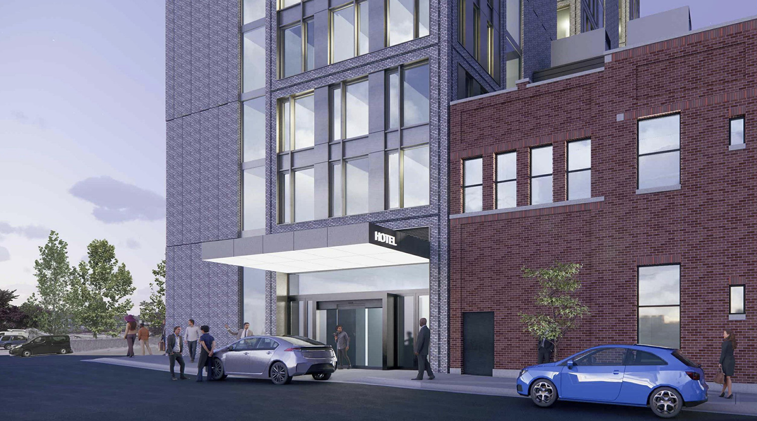 Hotel Entry for 311 N Sangamon Street. Rendering by Hirsch MPG
