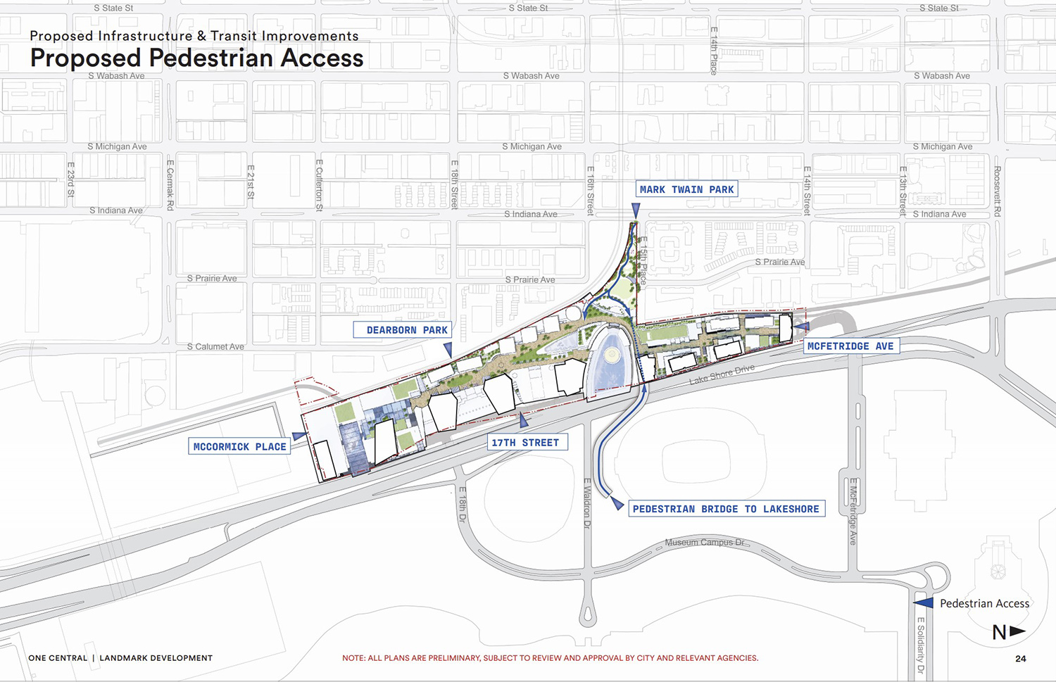 Proposed Pedestrian Access for ONE Central. Diagram by Landmark Development