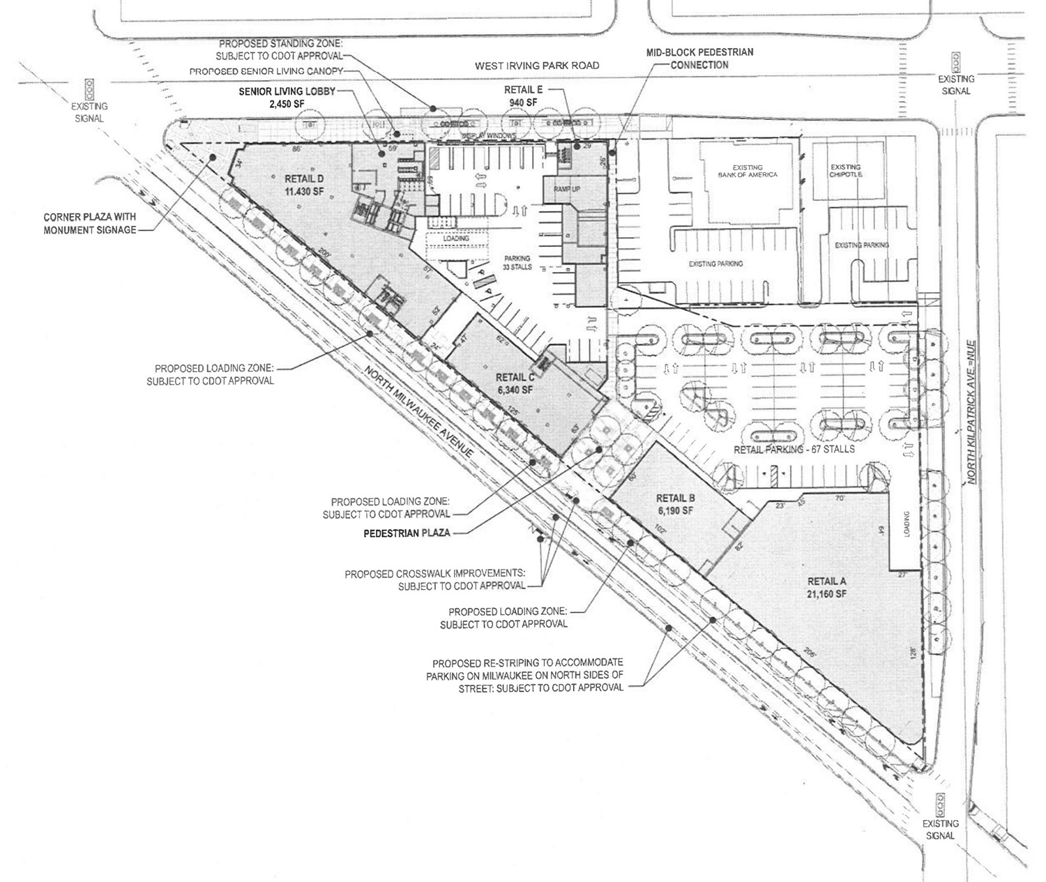Site Plan for 4747 W Irving Park Road. Drawing by Ryan Companies