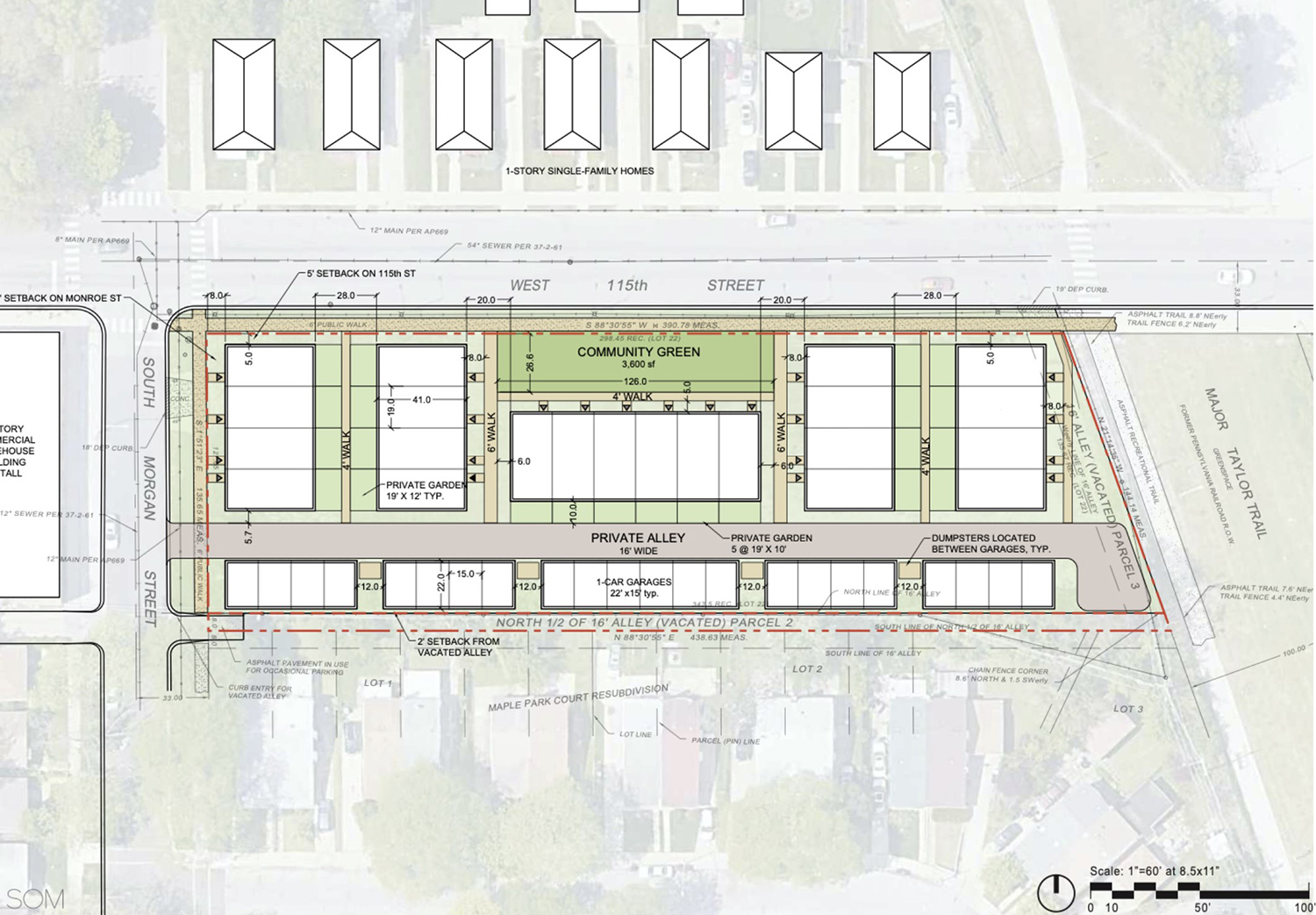 Site Plan for 955 W 115th Street. Drawing by SOM