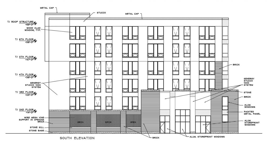 South Elevation for 835 W Addison Street. Drawing by Weese Langley Weese