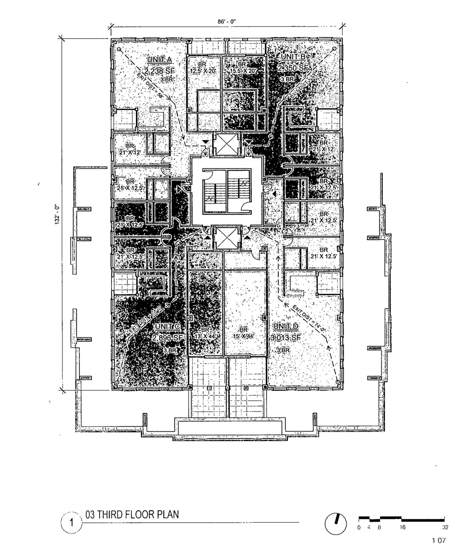 Third Floor Plan for 2700 N Pine Grove Avenue. Drawing by Booth Hansen