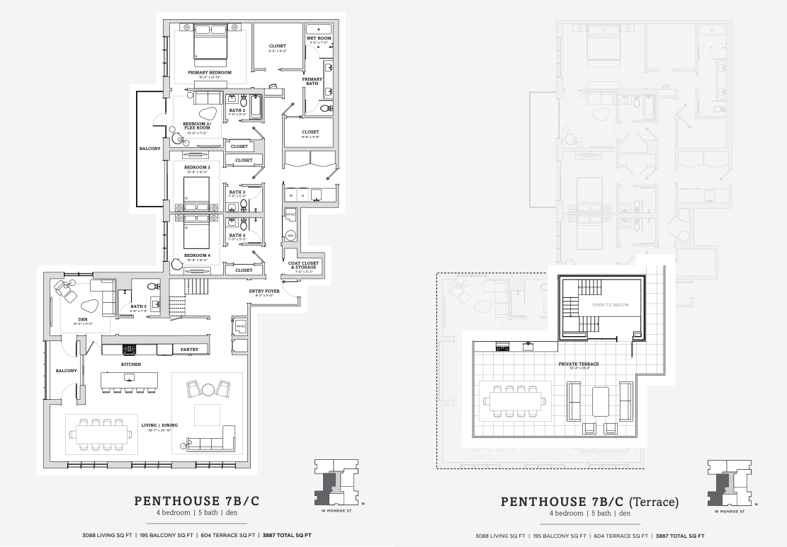 1400 W Monroe 4bd/5bth penthouse floor plan