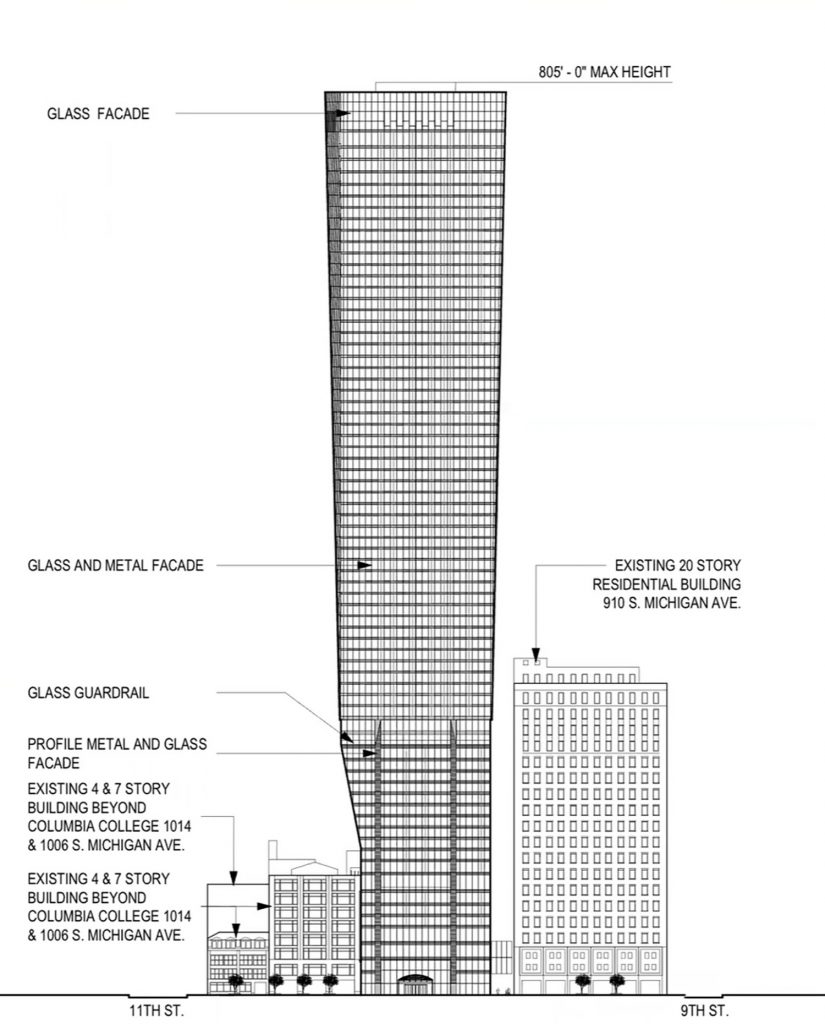 Renderings Reveal Updated Design for 1000M at 1000 S Michigan Avenue in ...