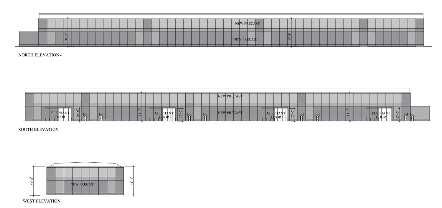 Elevations for New Building at 4141 W George Street. Drawing by HirschMPG
