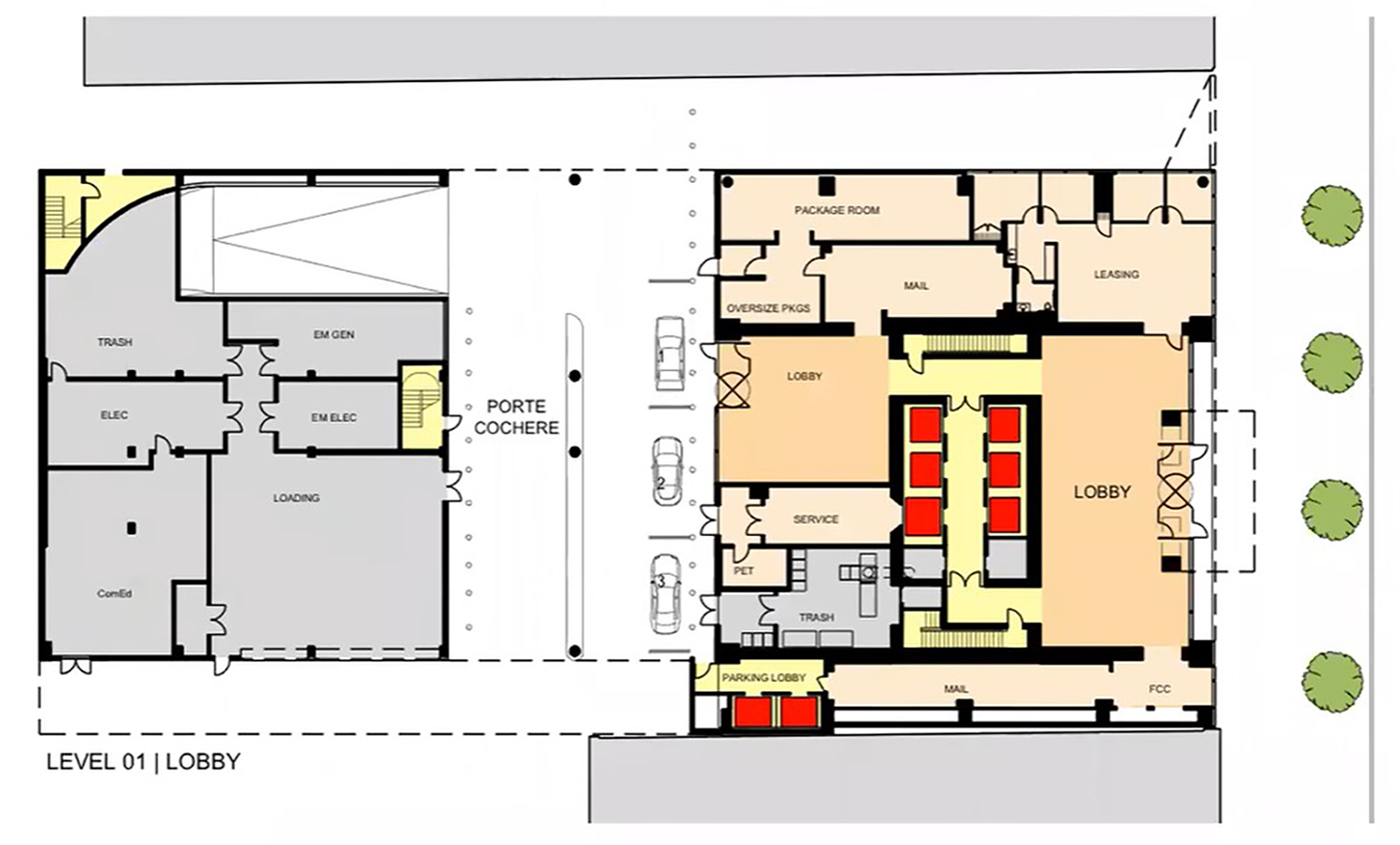 Ground Floor Plan for 1000M. Drawing by JAHN