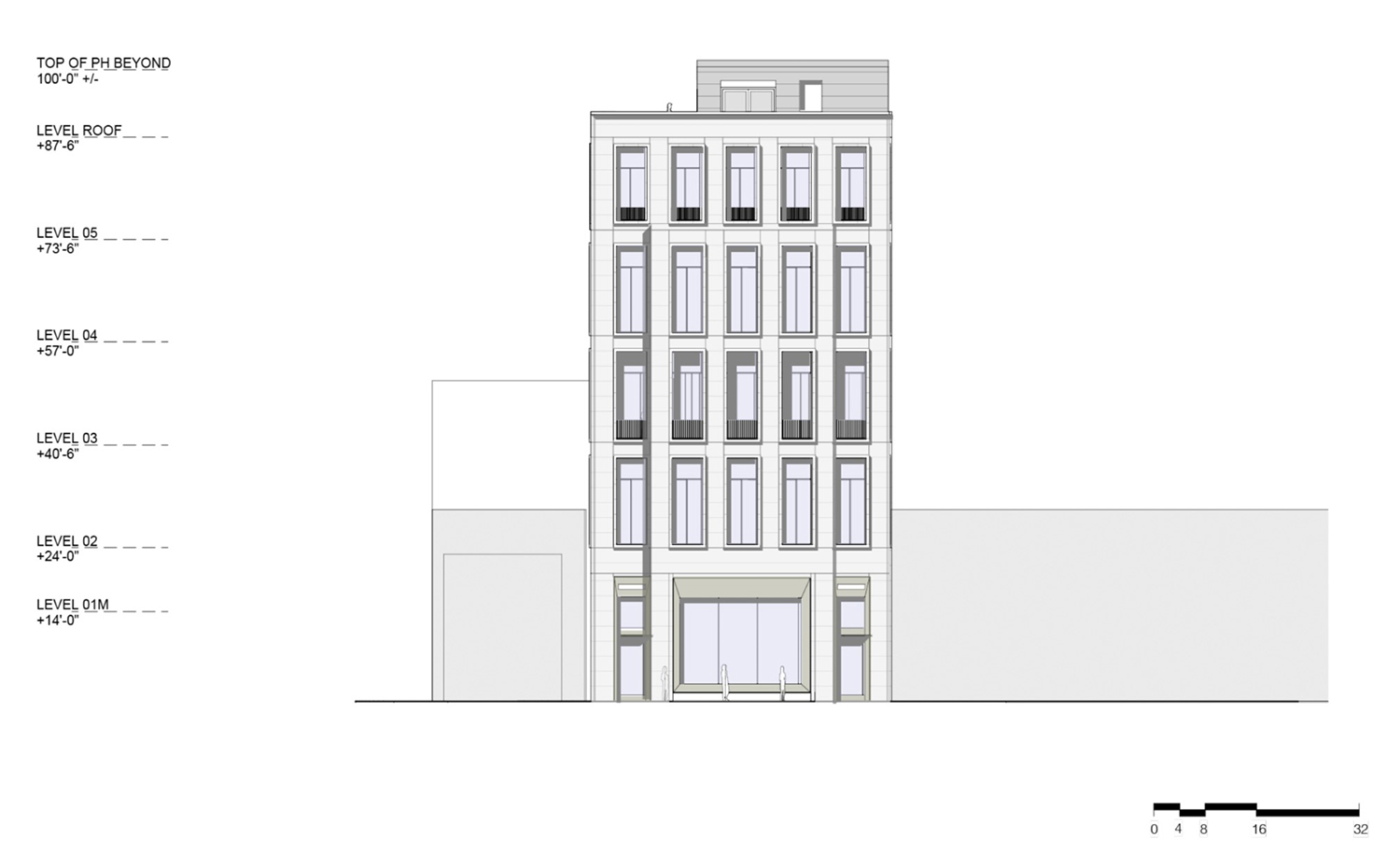 West Elevation for 1045 N Rush Street. Drawing by Booth Hansen