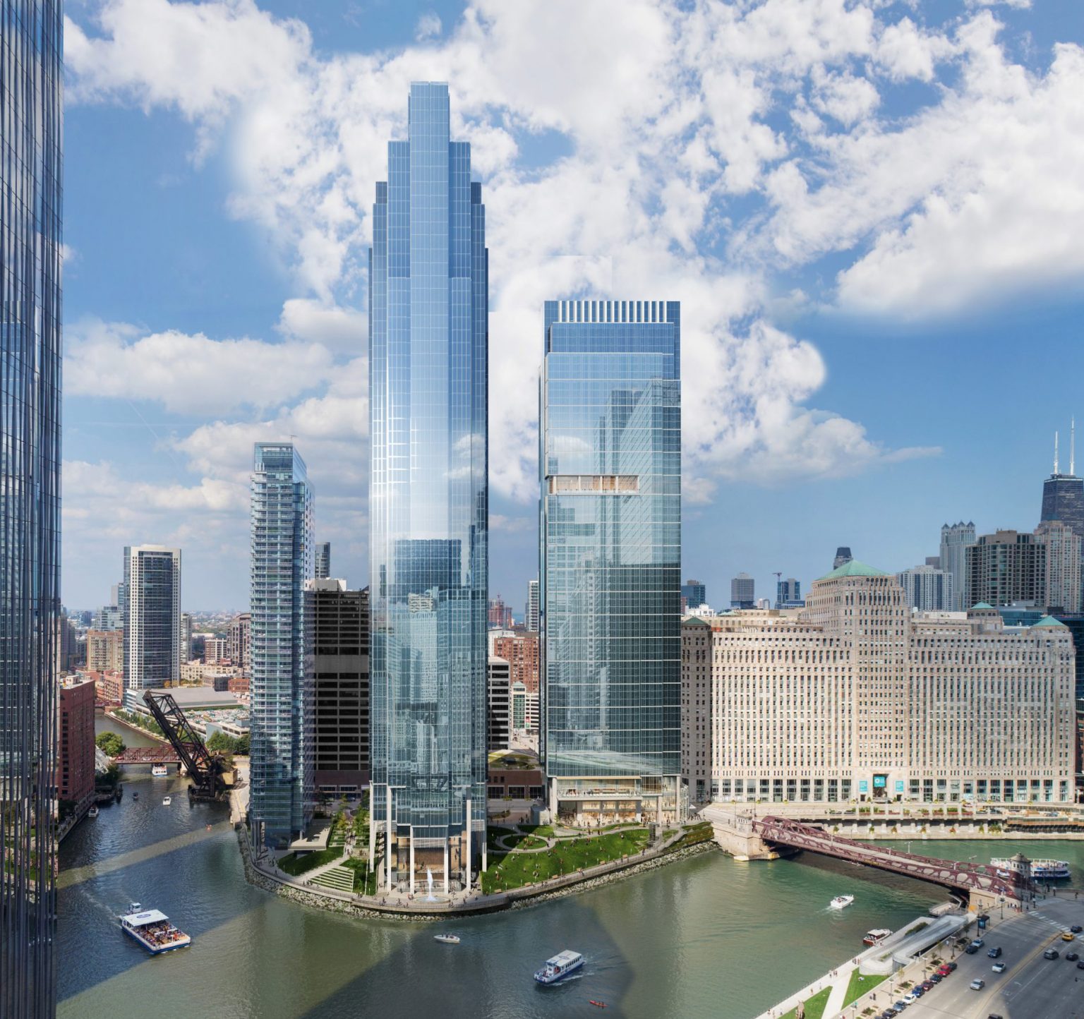 Salesforce Tower Finalizes Landscaping At 333 W Wolf Point Plaza In River North