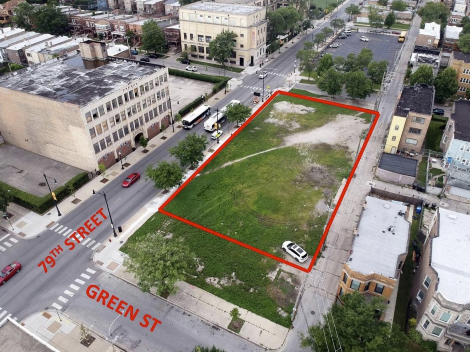Aerial View of Auburn Gresham RFP Site at 838 W 79th Street. Image by City of Chicago