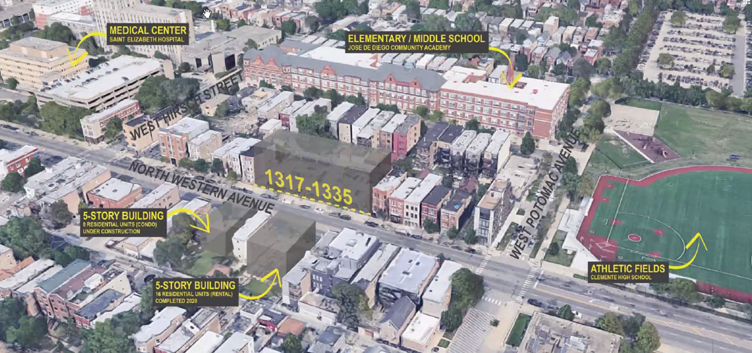 Context Map for 1317 N Western Avenue. Rendering by Johnathan Splitt Architects