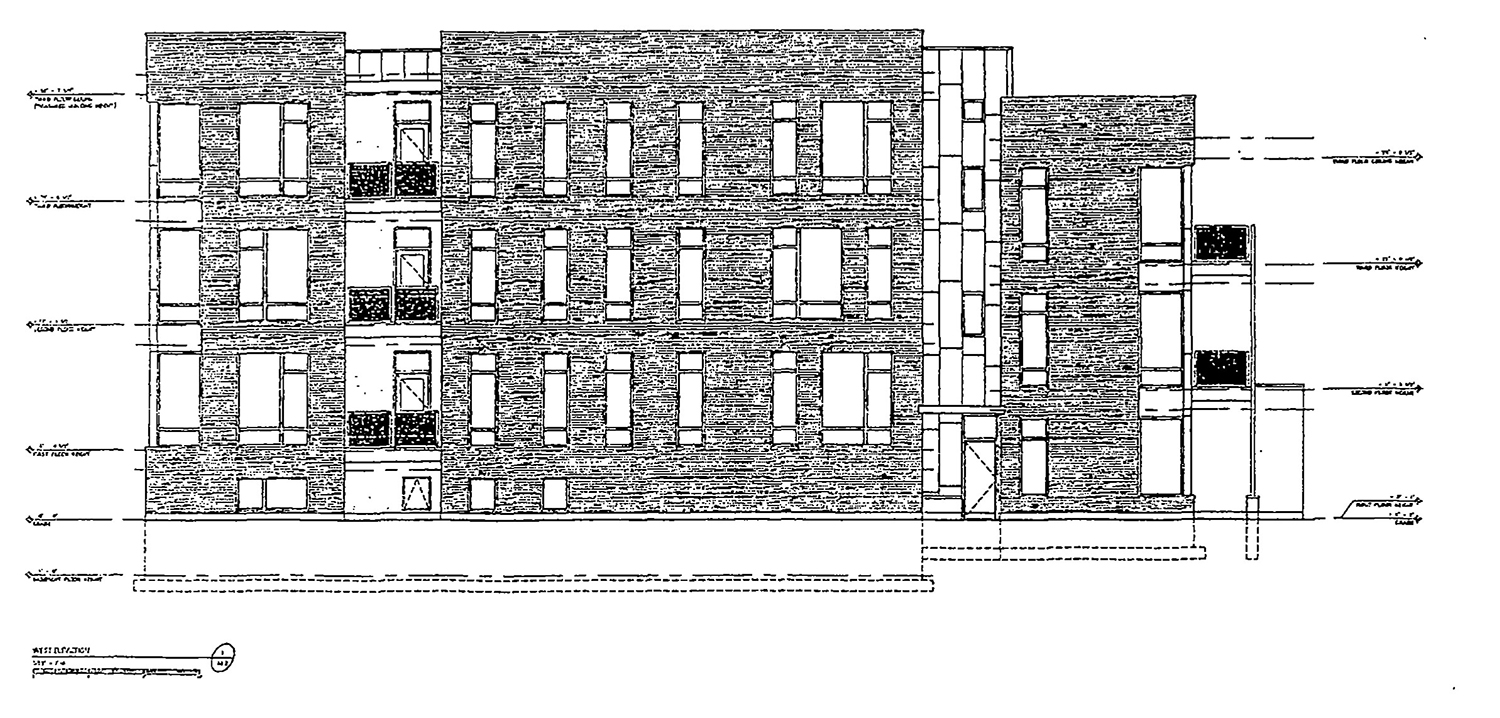 East Elevation for 4177 W Belmont Avenue. Drawing by Jonathan Splitt Architects
