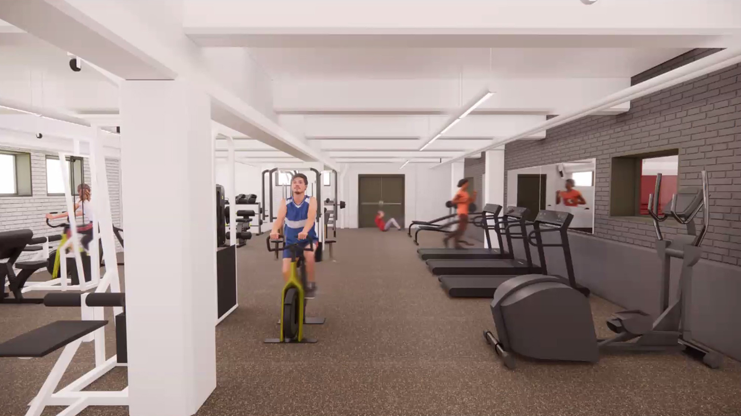 Fitness Room at Clarendon Community Center. Rendering by Booth Hansen