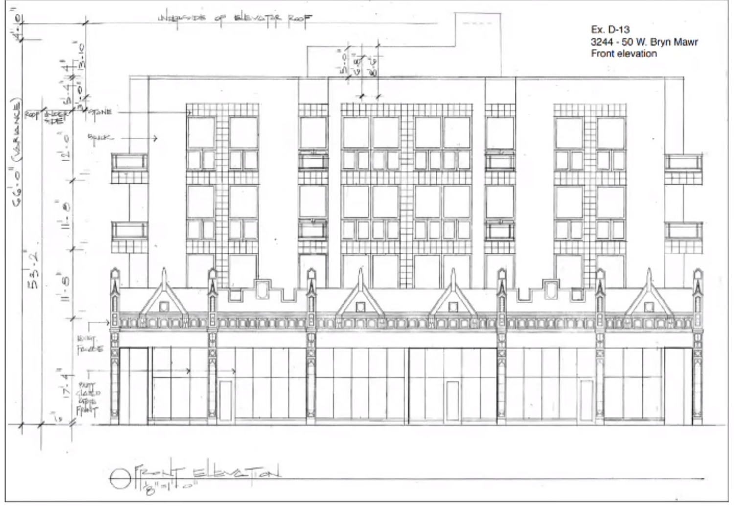 Front Elevation for 3244 W Bryn Mawr Avenue. Drawing by Hanna Architects