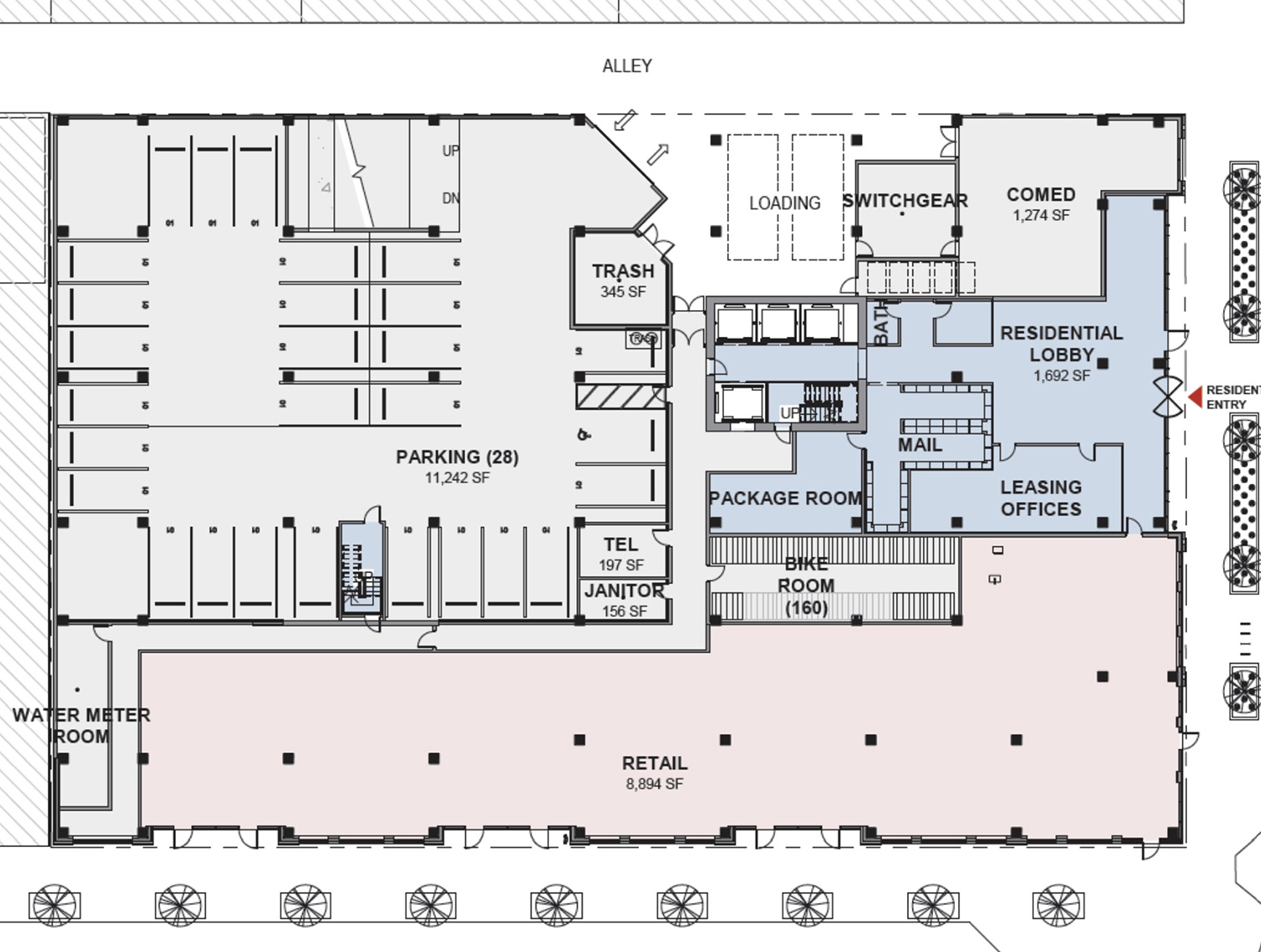 Site Plan for 160 N Elizabeth Street. Drawing by Thomas Roszak Architecture