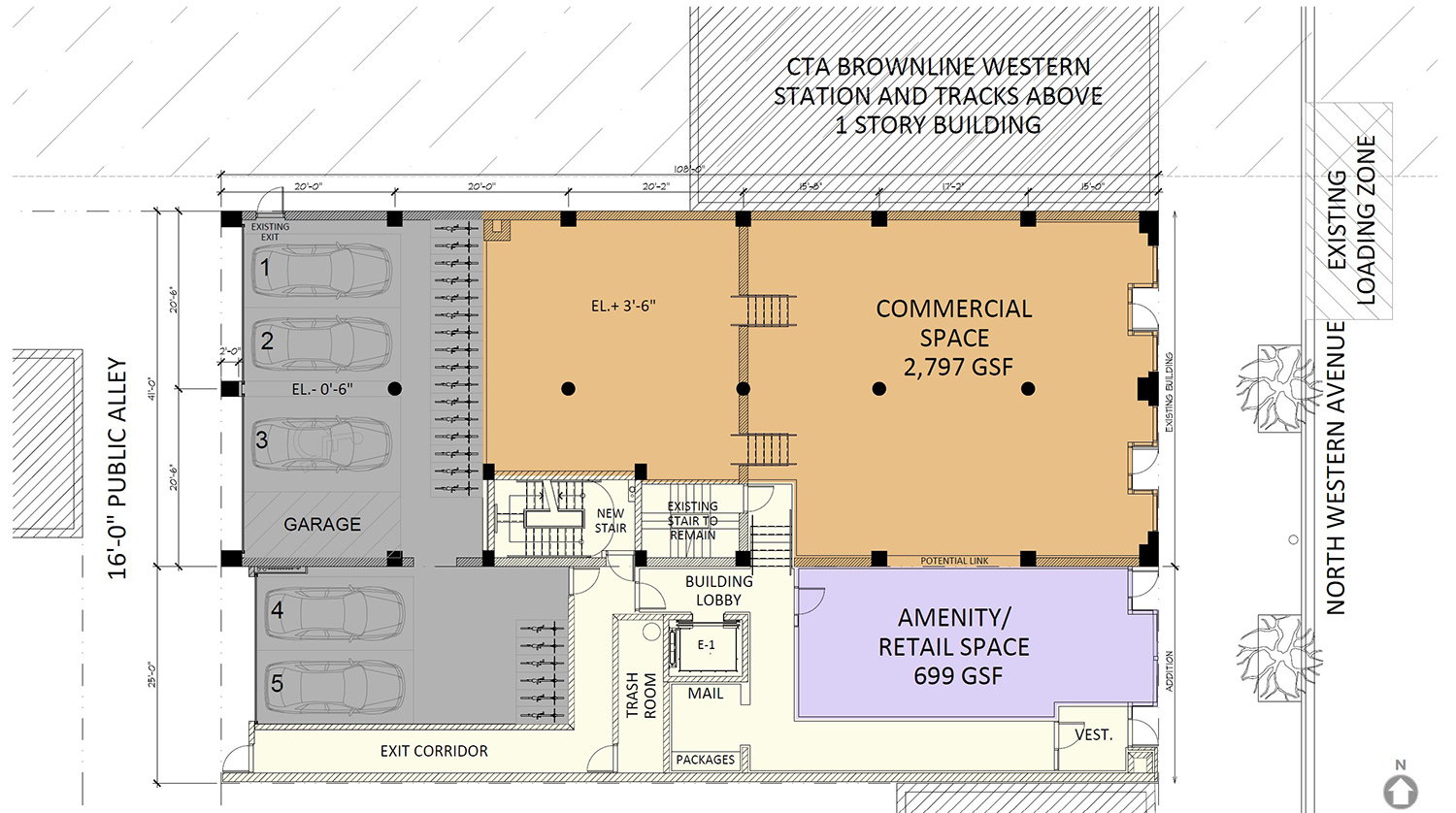 Ground Floor Plan for 4640 N Western Avenue. Drawing by Hirsch MPG